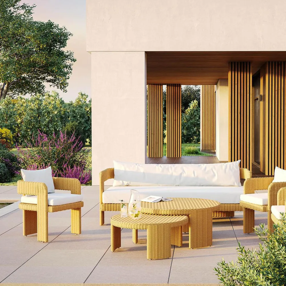 Cassius Outdoor Coffee Tables Nest of 2 Natural