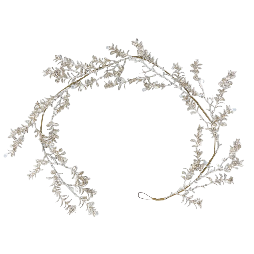 Ice Champagne Glitter Leaf Garland