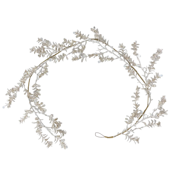 Ice Champagne Glitter Leaf Garland