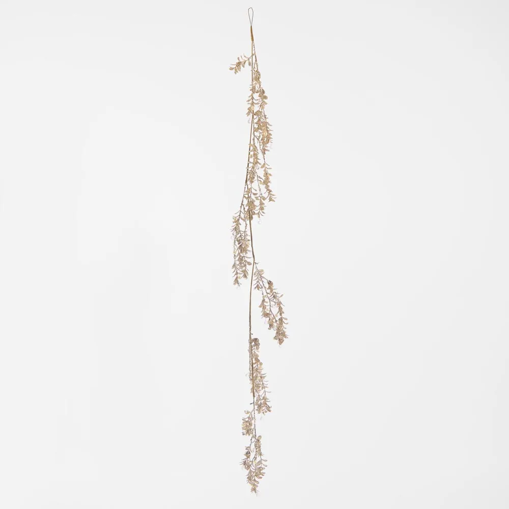 Ice Champagne Glitter Leaf Garland
