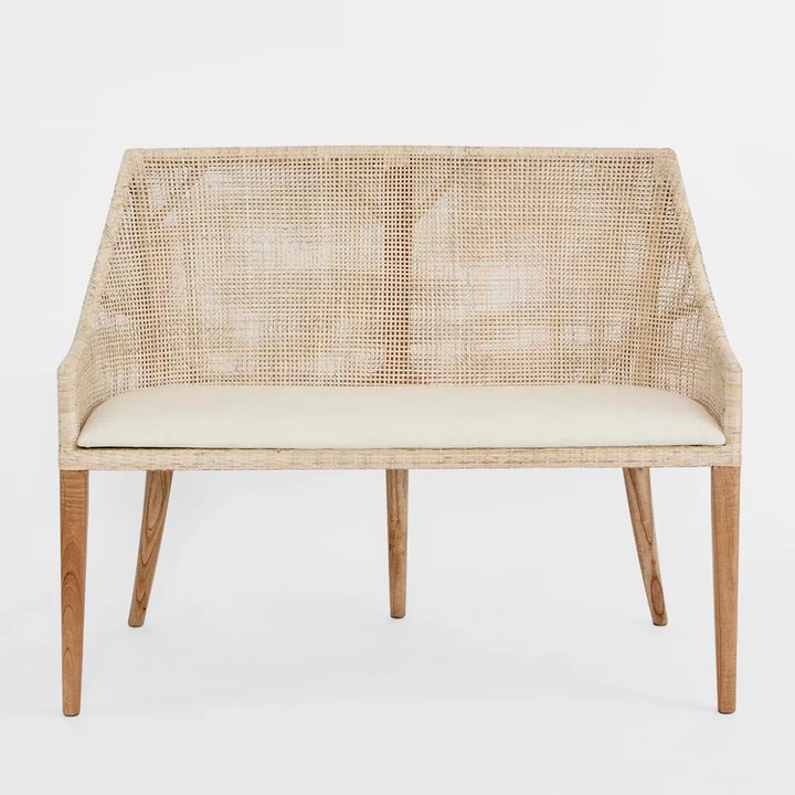 Charlotte Rattan Bench Seat Natural Whitewash