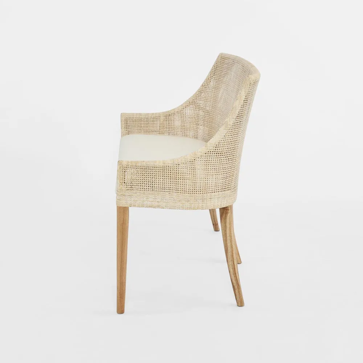 Charlotte Rattan Bench Seat Natural Whitewash