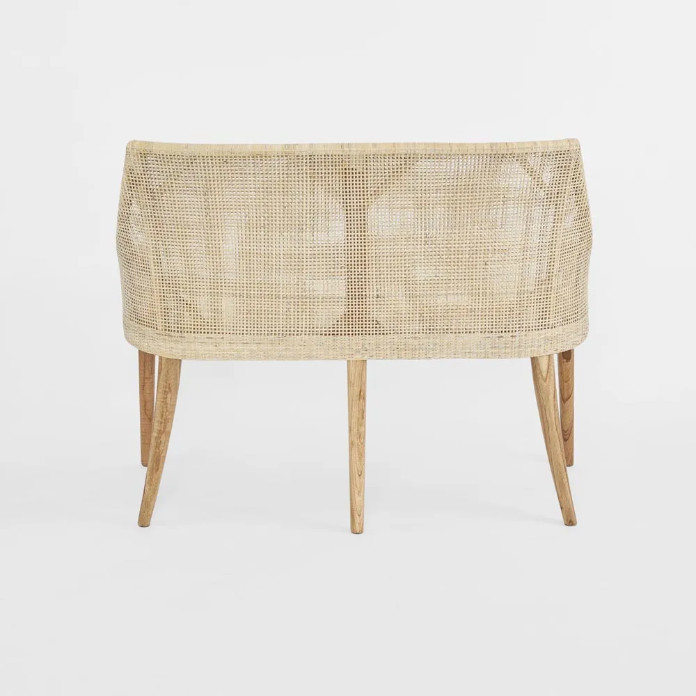 Charlotte Rattan Bench Seat Natural Whitewash