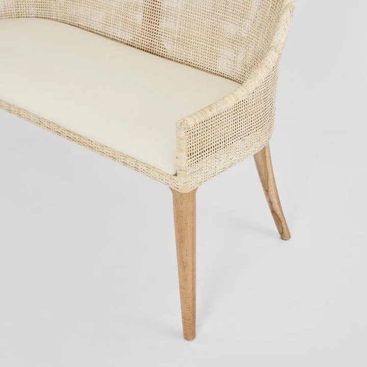Charlotte Rattan Bench Seat Natural Whitewash