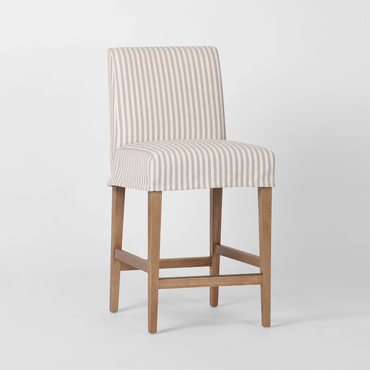 Clifton Counter Stool Slip Cover Beige Stripe