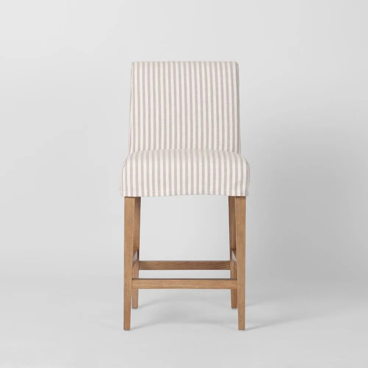 Clifton Counter Stool Slip Cover Beige Stripe