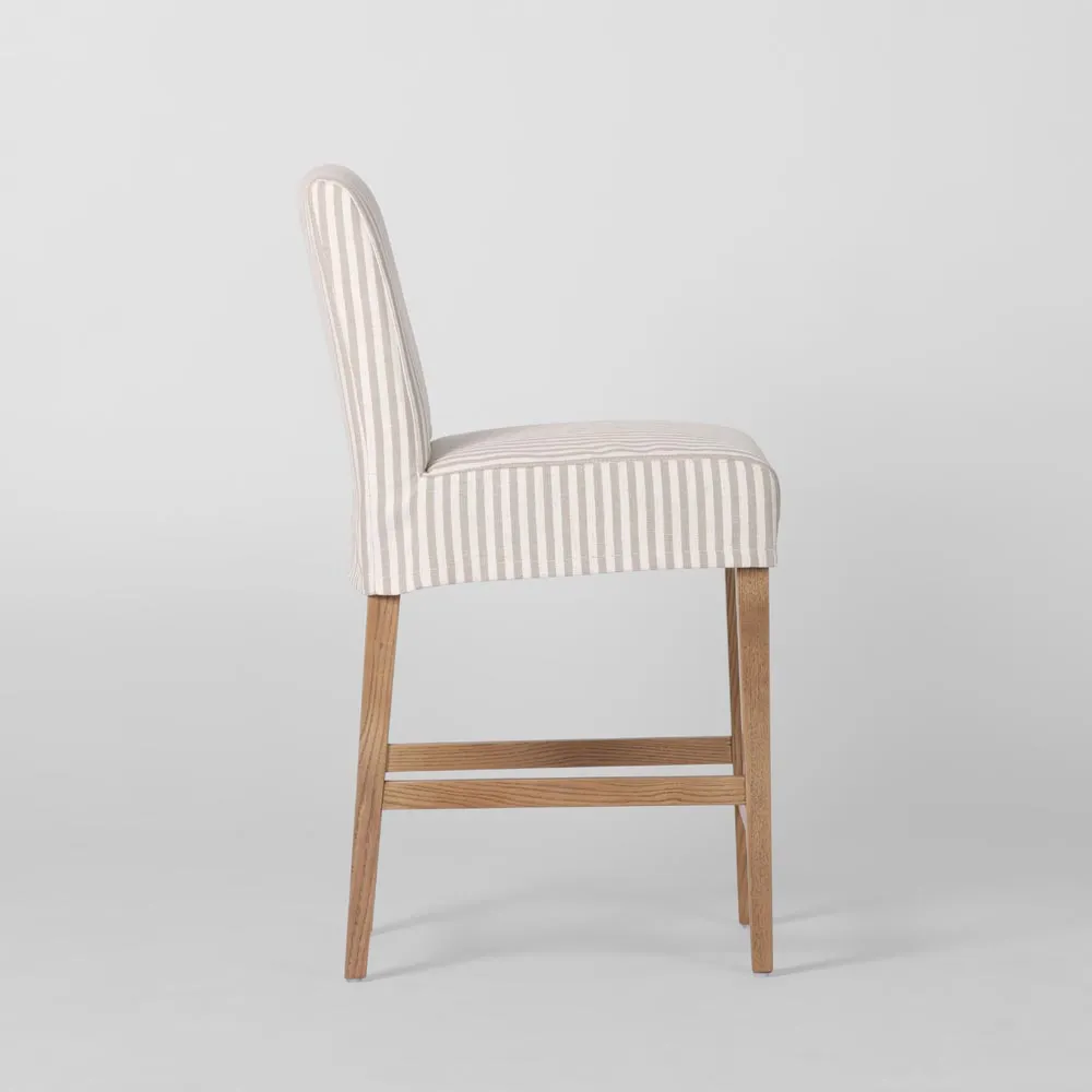 Clifton Counter Stool Slip Cover Beige Stripe