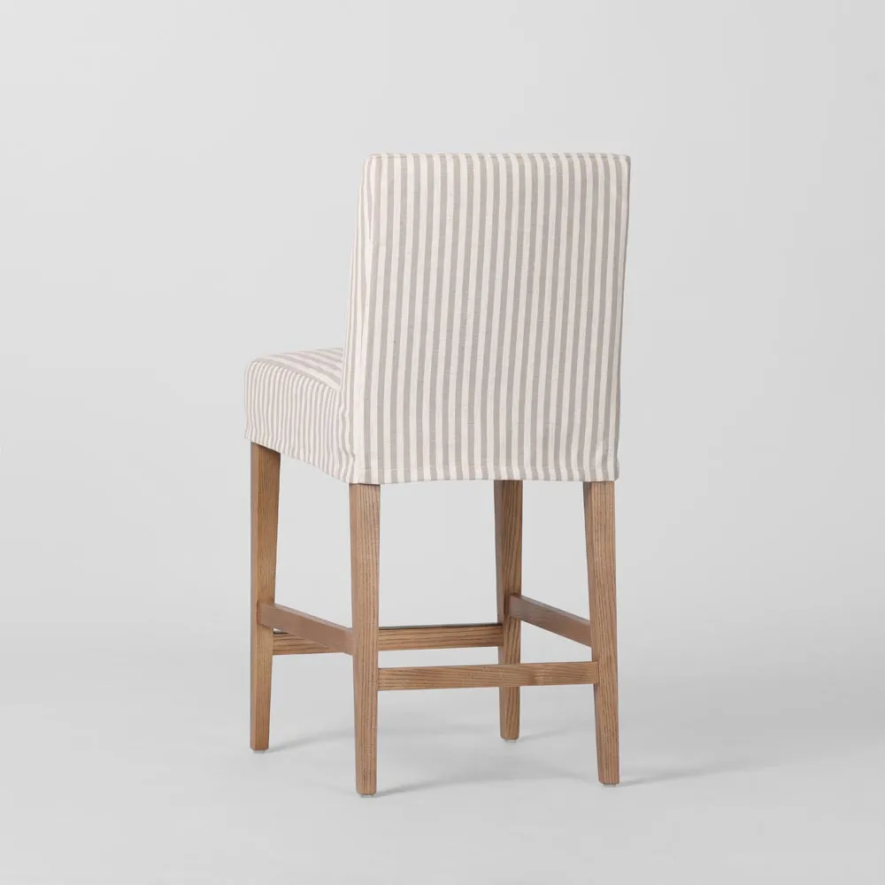 Clifton Counter Stool Slip Cover Beige Stripe