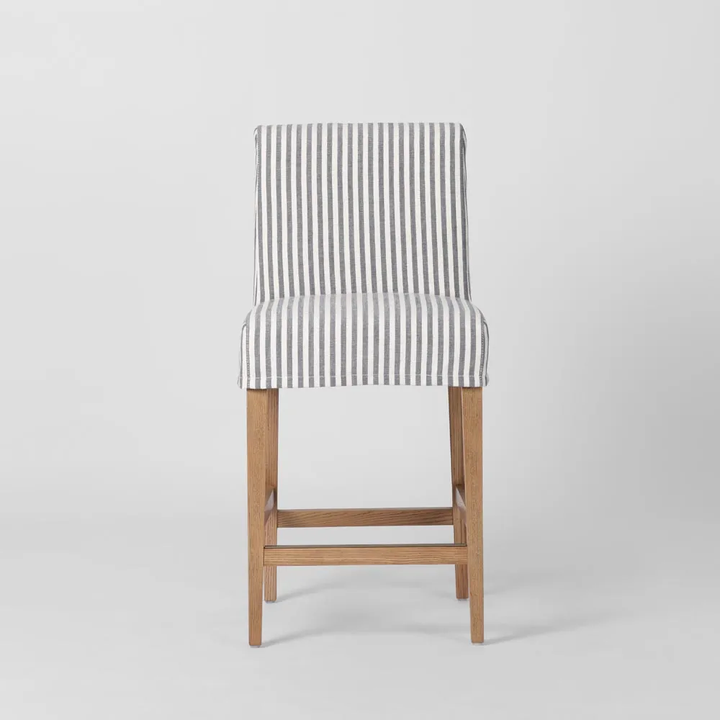 Clifton Counter Stool Slip Cover Blue Stripe