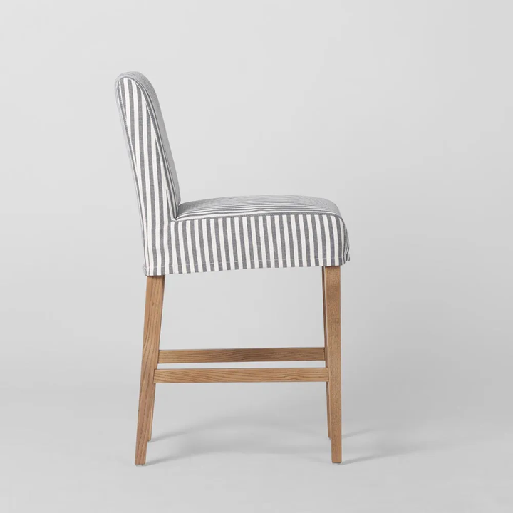Clifton Counter Stool Slip Cover Blue Stripe