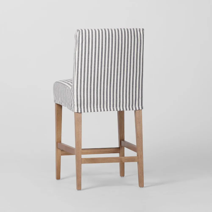 Clifton Counter Stool Slip Cover Blue Stripe