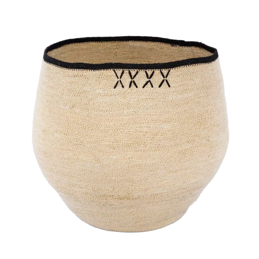 Cross Woven Basket Natural & Black