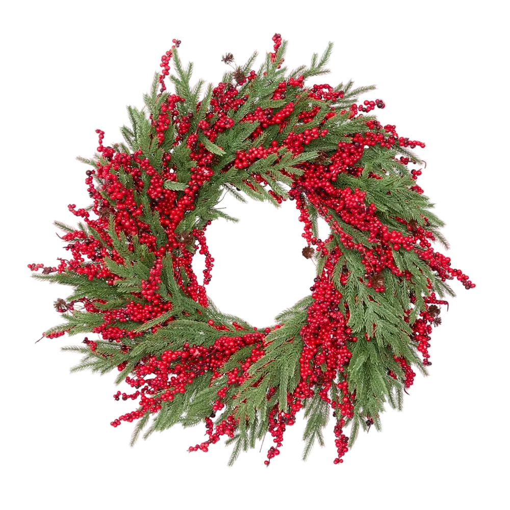 Cypress and Red Berry Wreath 65cm