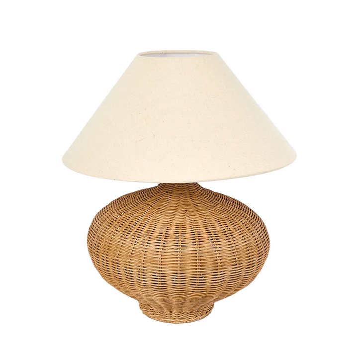 Dallas Rattan Table Lamp with linen shade