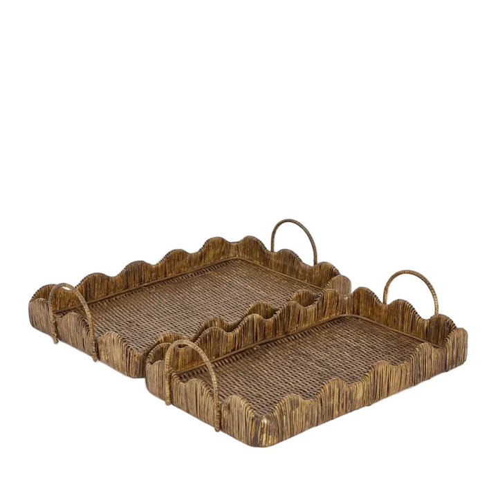 Emma Set of 2 Rattan Scallop Tray Natural