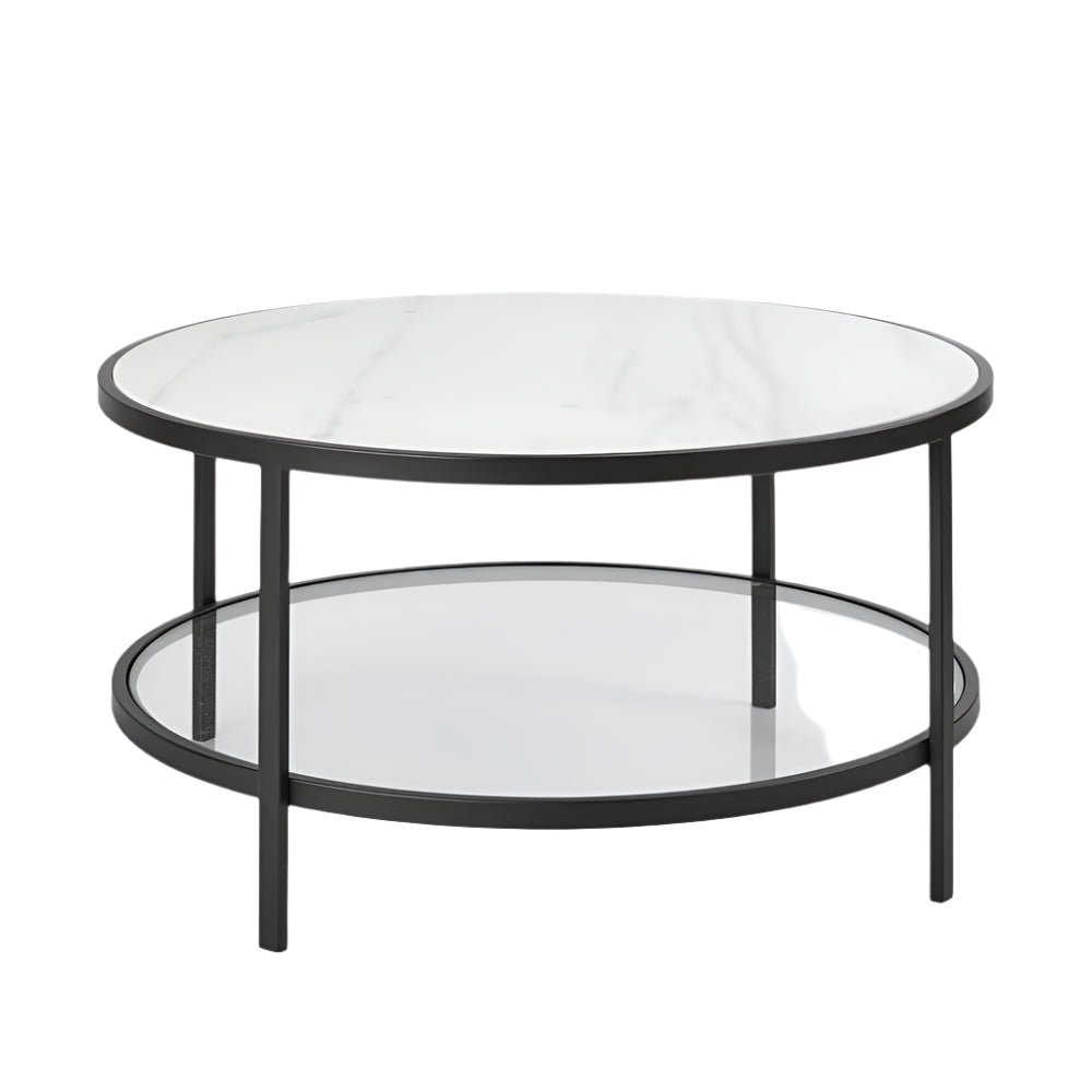 Palladium Black Iron Marble & Glass Coffee Table