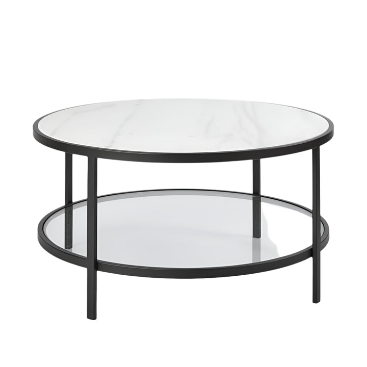 Palladium Black Iron Marble & Glass Coffee Table