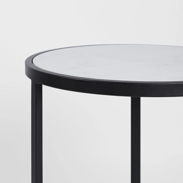 Palladium Black Iron Marble & Glass Side Table