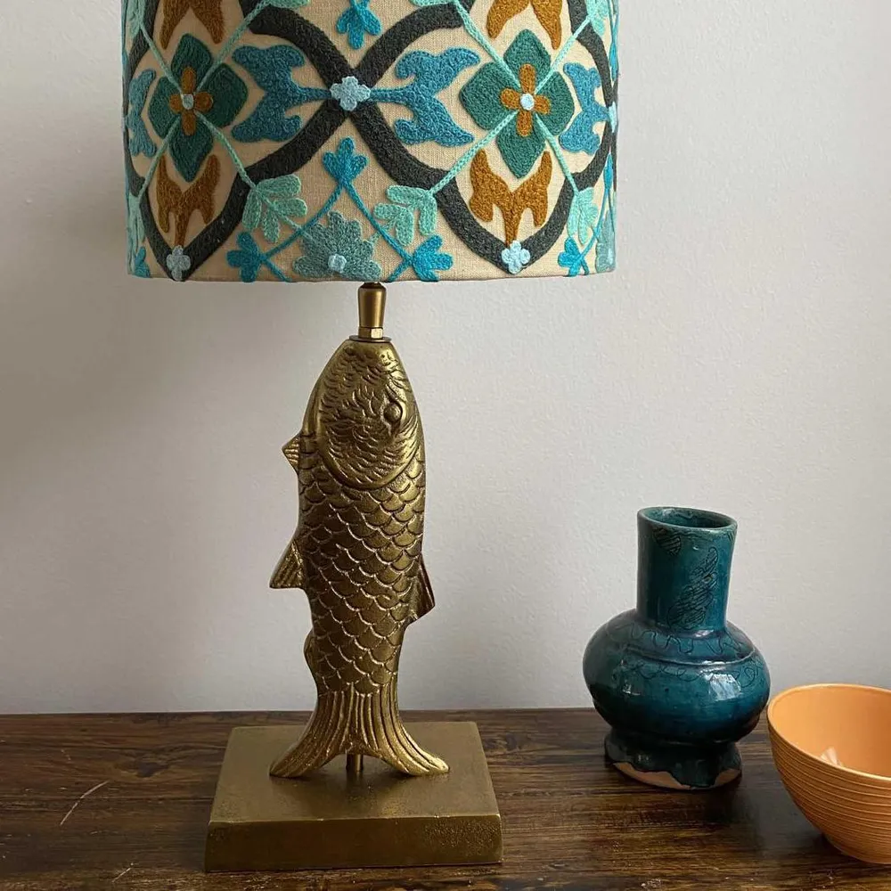 Fish Table Lamp Base only Antique Gold