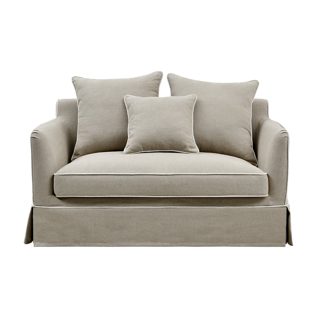 Noosa Hamptons 1.5 Seat Sofa Bed Natural W/White Piping