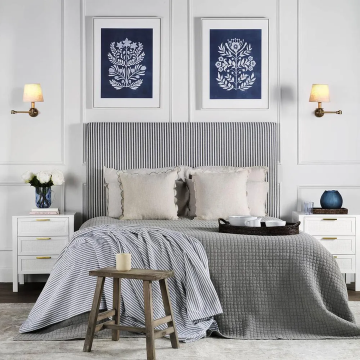 Flowers Blue Motif Framed Wall Art 60x80cm Set 2