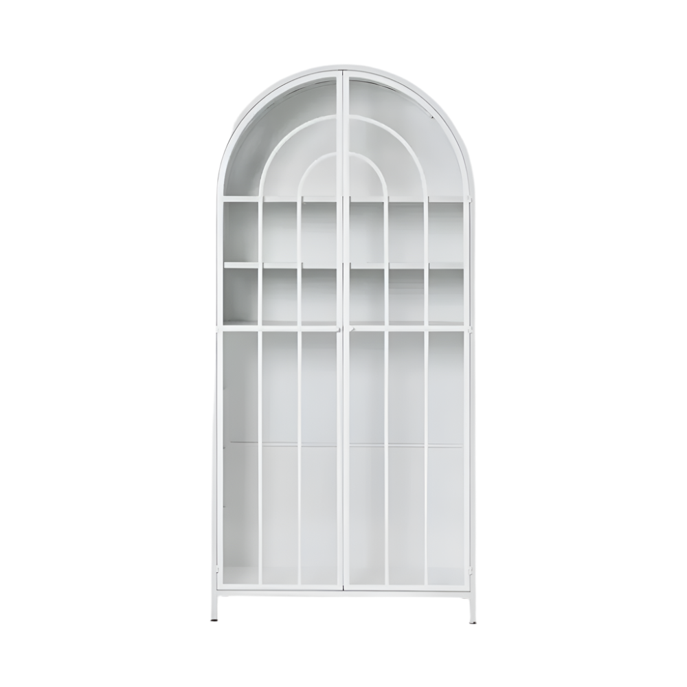 Hamptons  Arched Glass Doors Cabinet White