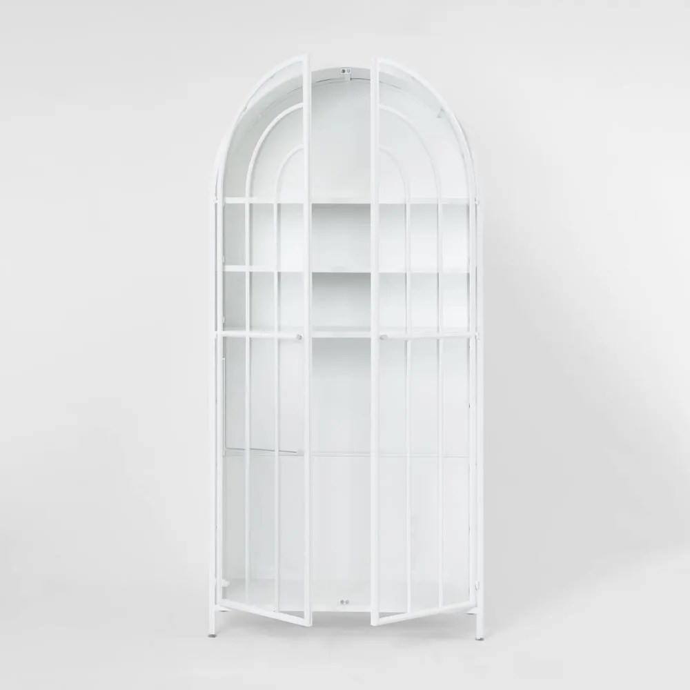 Hamptons  Arched Glass Doors Cabinet White