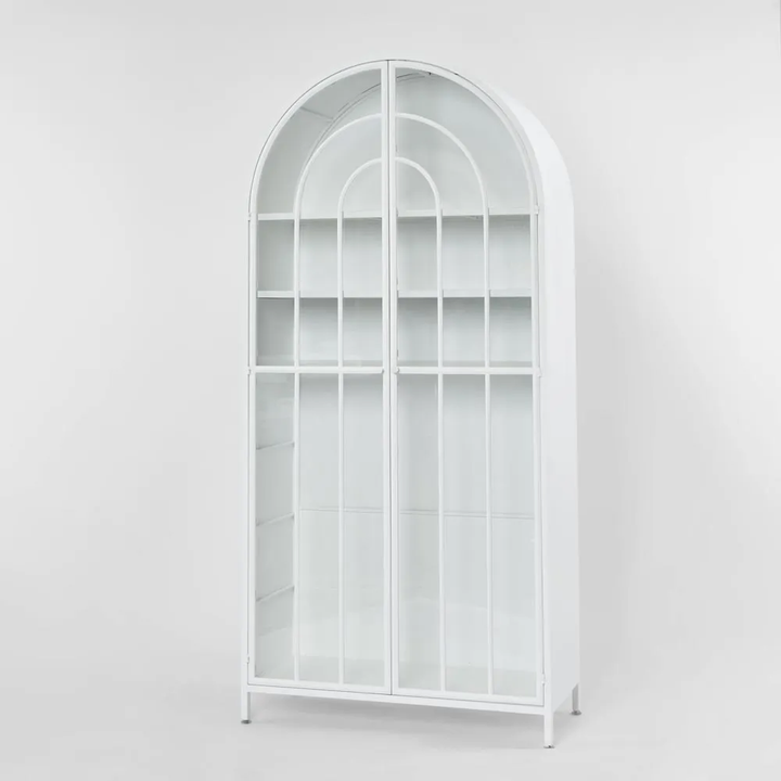 Hamptons  Arched Glass Doors Cabinet White