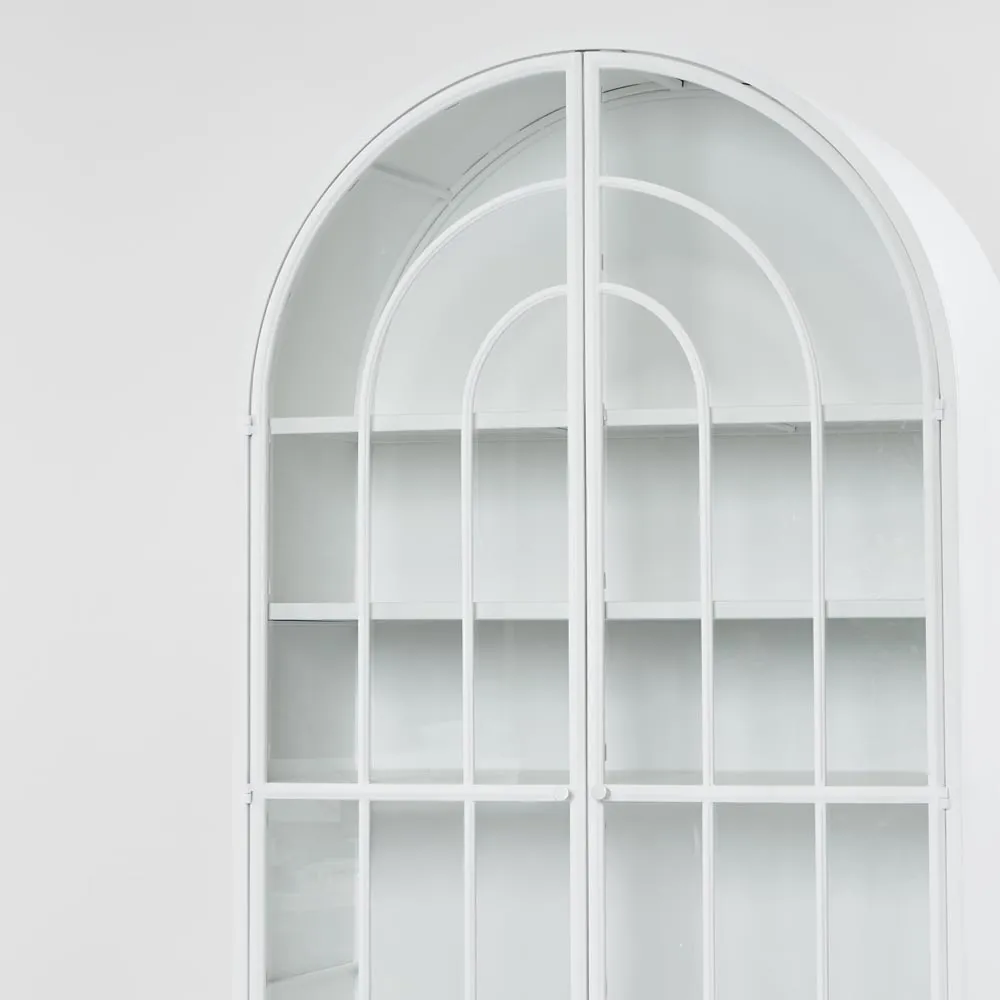 Hamptons  Arched Glass Doors Cabinet White