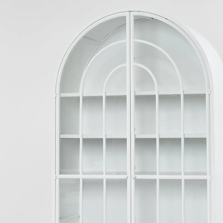 Hamptons  Arched Glass Doors Cabinet White