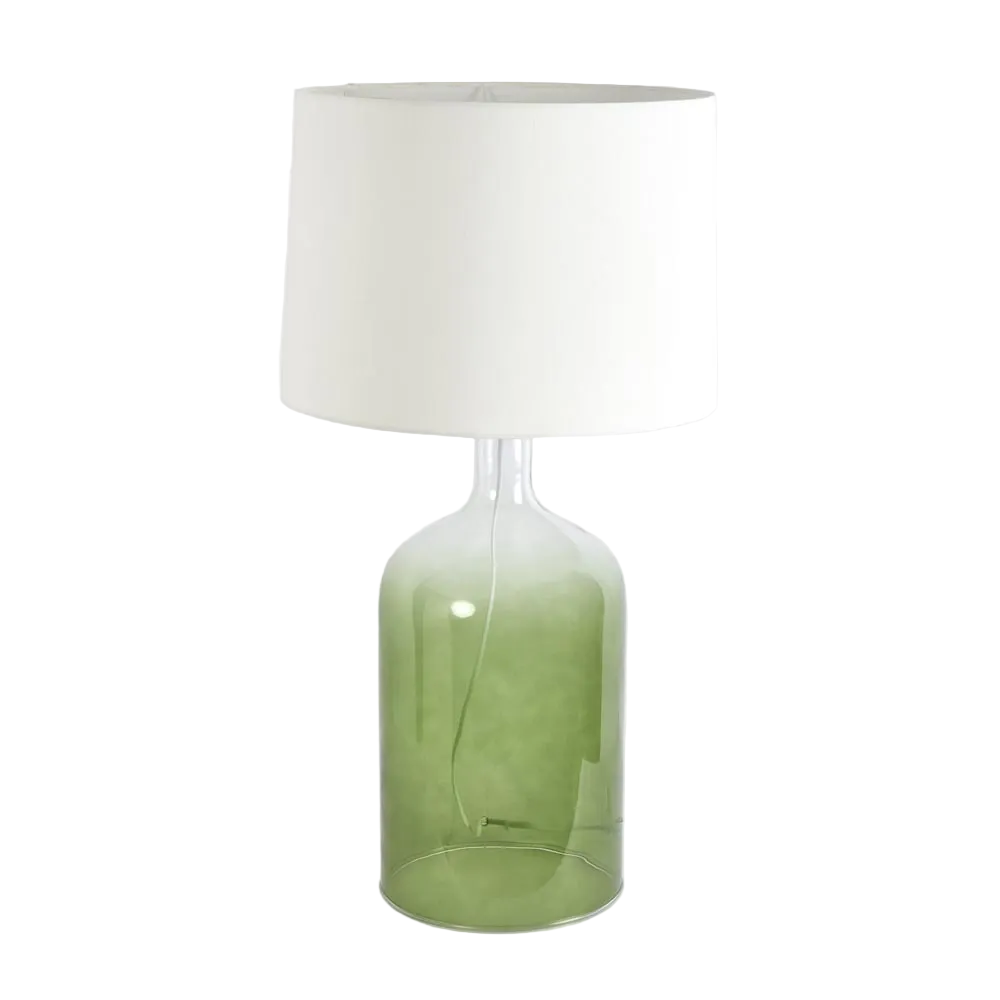 Henley Green Glass Table Lamp & White Shade