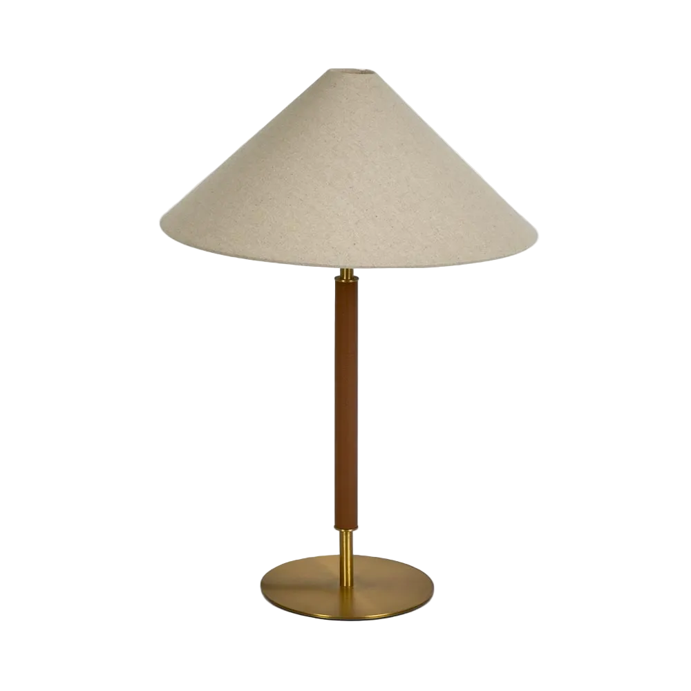 Huntley Leather & Brass Table Lamp & Shade