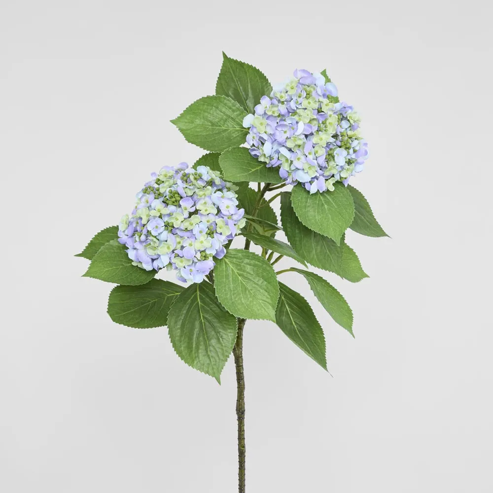 Hydrangea with Leaves 90cm Blue