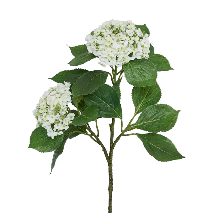 Hydrangea with Leaves 90cm White