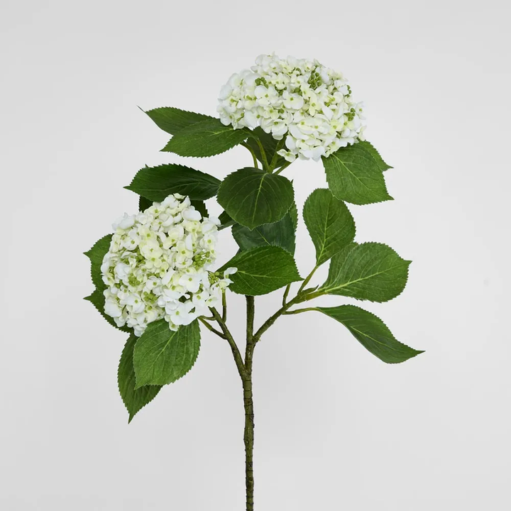 Hydrangea with Leaves 90cm White