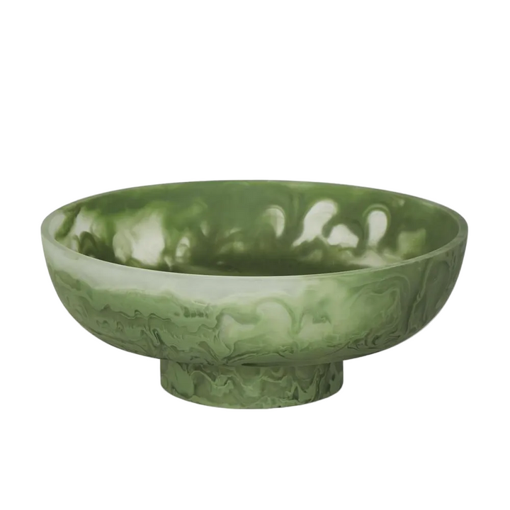 IDRA  Swirl Resin Serving Bowl on Stand Green