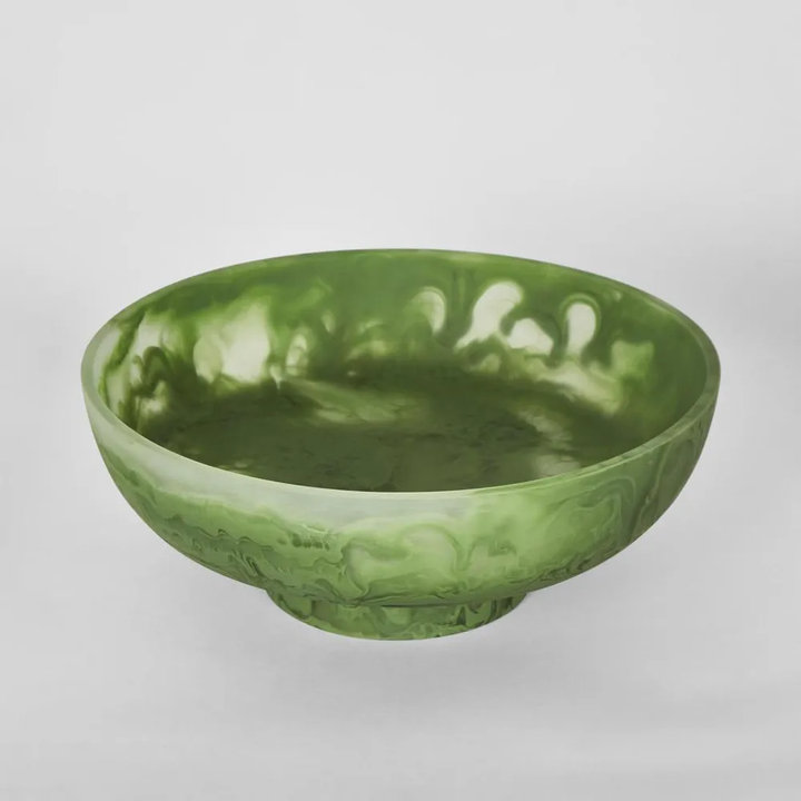 IDRA  Swirl Resin Serving Bowl on Stand Green
