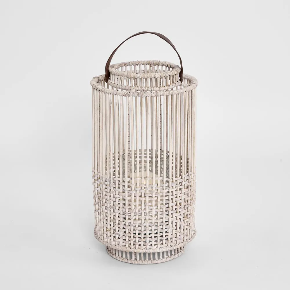 Kyra Rattan Lantern Large White Wash