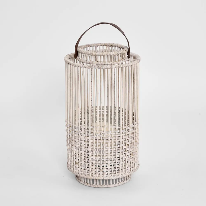 Kyra Rattan Lantern Large White Wash