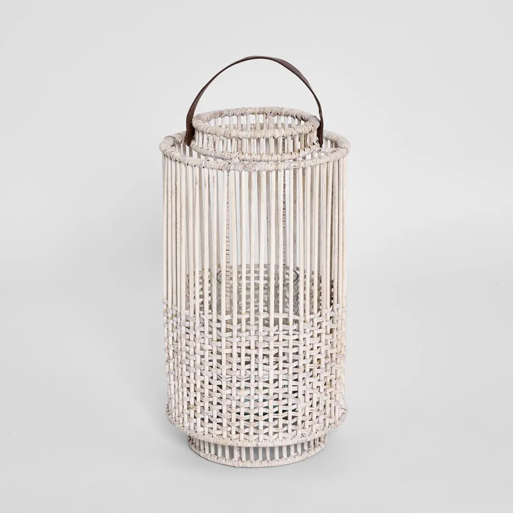 Kyra Rattan Lantern Large White Wash