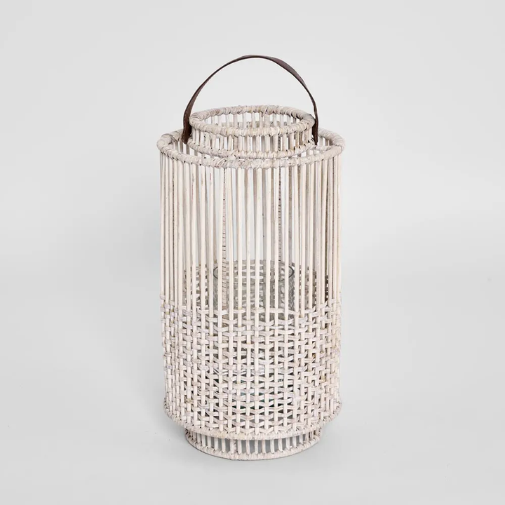 Kyra Rattan Lantern Large White Wash