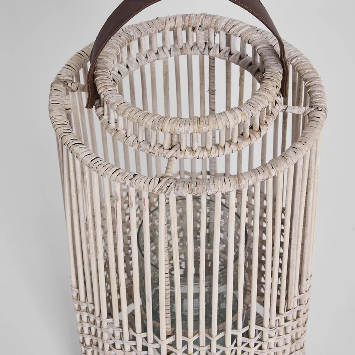 Kyra Rattan Lantern Large White Wash