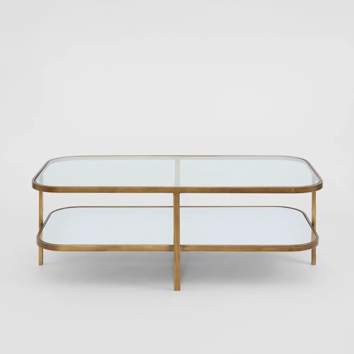 Lewis Brass Iron Glass & Mirror Coffee Table