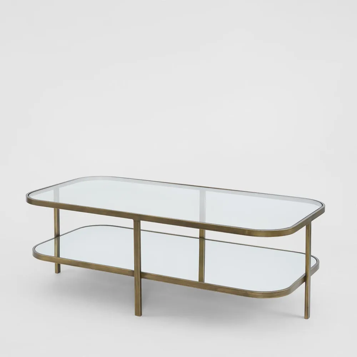 Lewis Brass Iron Glass & Mirror Coffee Table