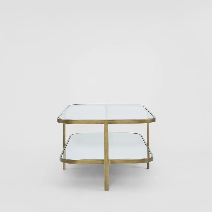 Lewis Brass Iron Glass & Mirror Coffee Table