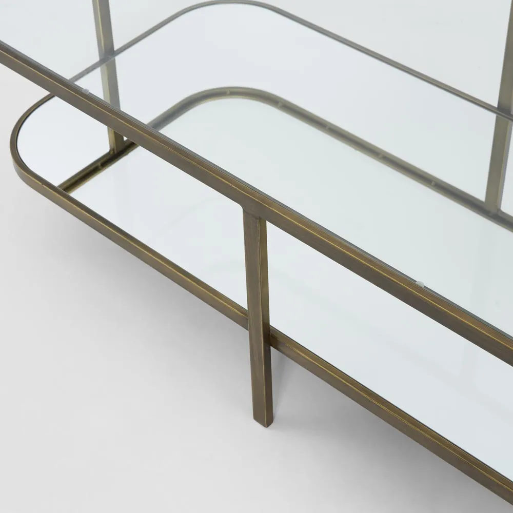 Lewis Brass Iron Glass & Mirror Coffee Table