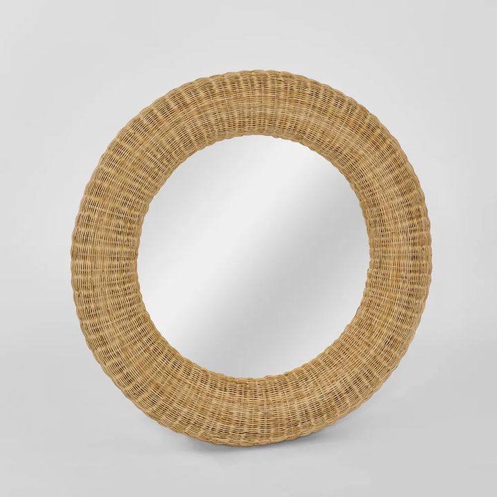 Long Island Mirror  Round Rattan