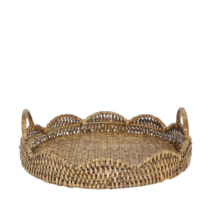 Mesa Rattan Scallop Tray Brown