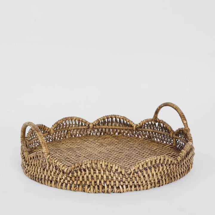 Mesa Rattan Scallop Tray Brown