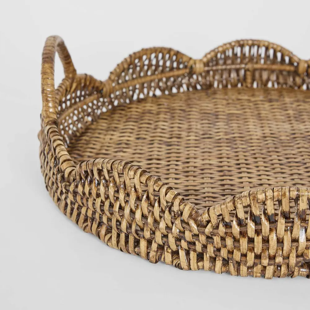 Mesa Rattan Scallop Tray Brown